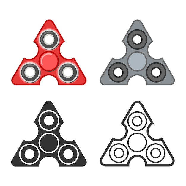 Hand fidget spinner vector kleur en lijn pictogrammen