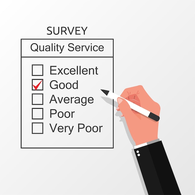 Vector hand filling on survey form concept