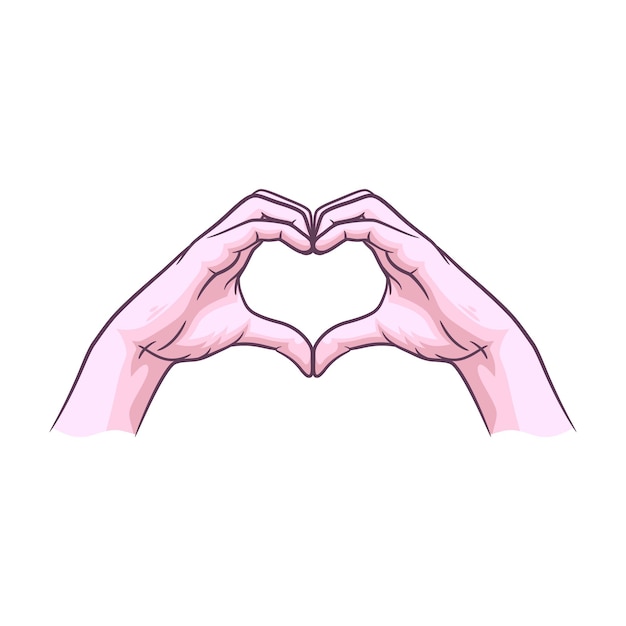 Vector hand fingers making heart shape. cute finger hearth gesture