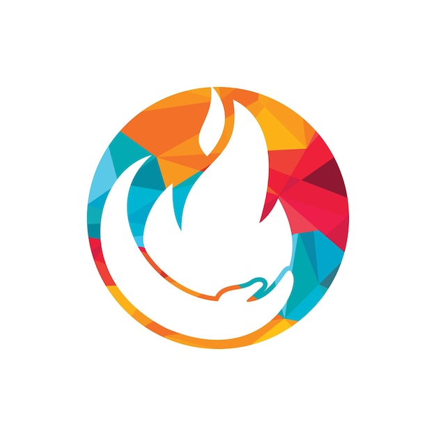 Vector hand and fire icon logo design