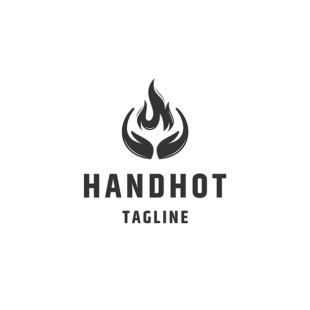手の火のロゴのアイコンのデザインテンプレートフラットベクトル