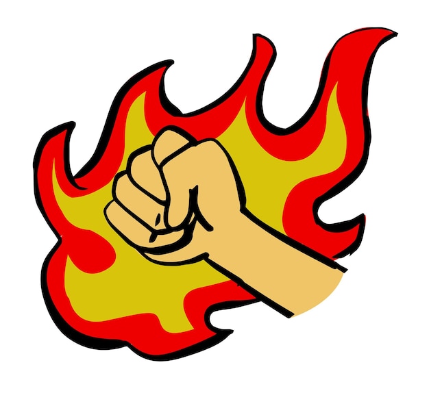 Vector hand fist flame fire vector illustration