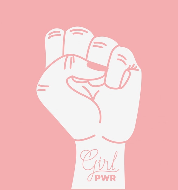 Vector hand fist with girl power phrase