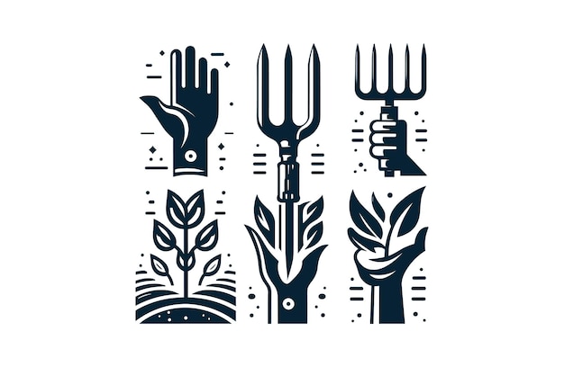 Hand fork farm tools vector