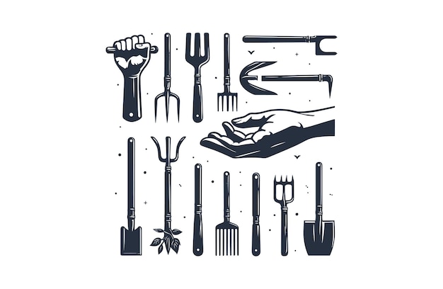 Hand fork farm tools vector