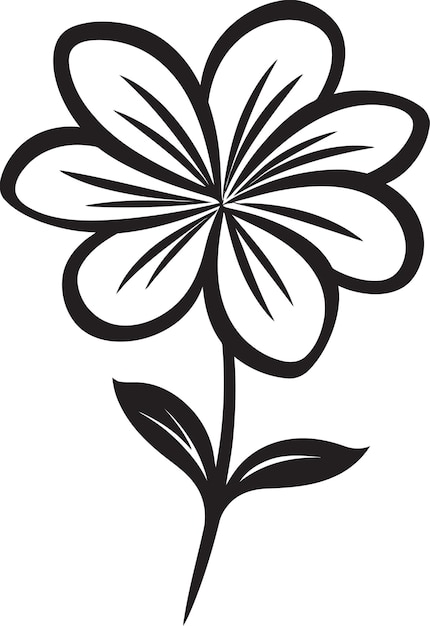 Vector hand gerenderd bloemen embleem zwart schets icoon elegante doodle bloemblaad monochroom vectoriseerd embleem