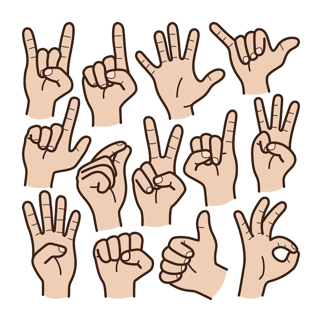 Vector hand gesture doodle illustration