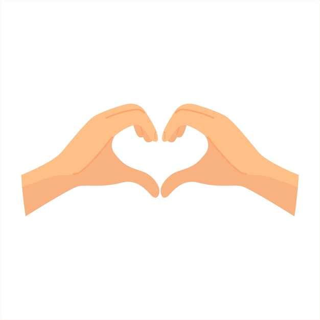 Gesto della mano del dito cuore segno della mano d'amore per amore illustrazione vettoriale cartoon di san valentino