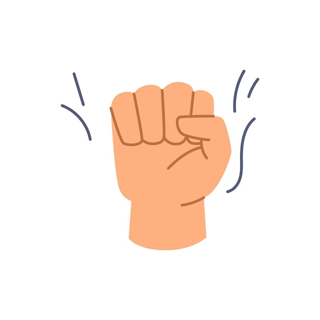 Hand gesture fist risen up fight symbol