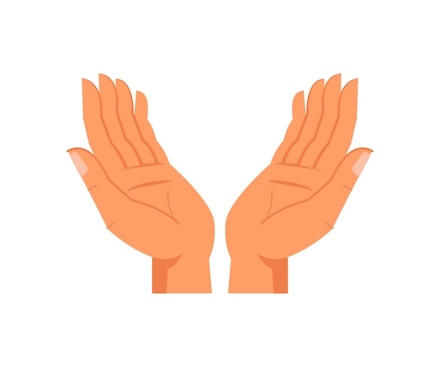 Vector hand gesture of holding with two arms