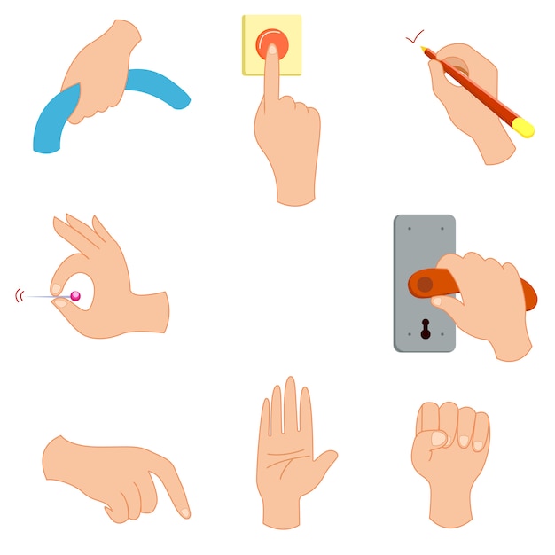 Vettore gesto della mano tenere premuto illustrazione vettoriale pulsante