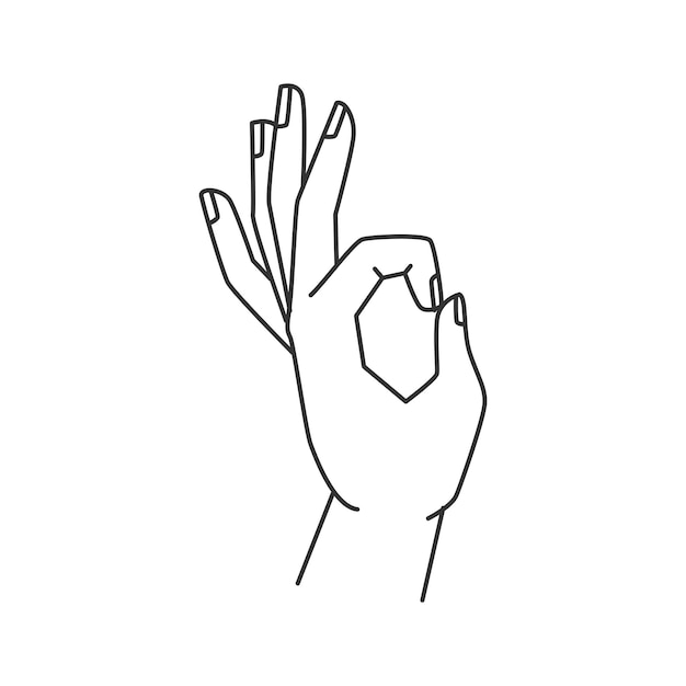 Vector hand gesture okay line sign circle with fingers