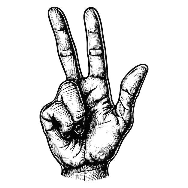 hand gesture in old engraving style for drawing reference