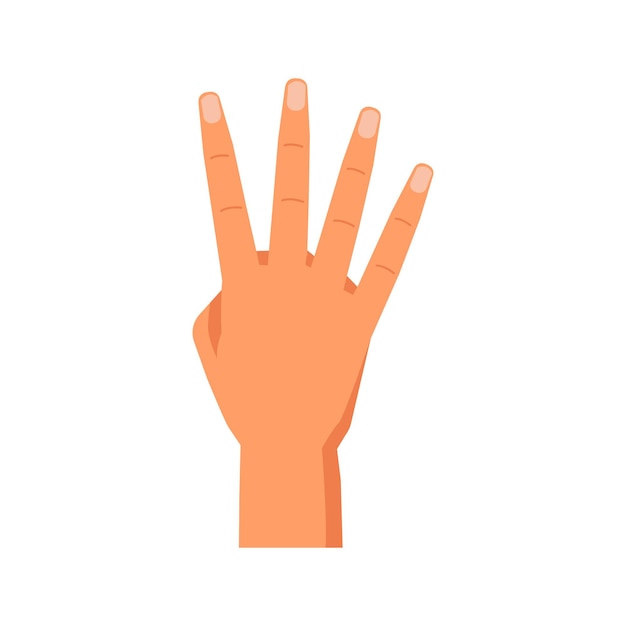 Vector hand gesture showing number four