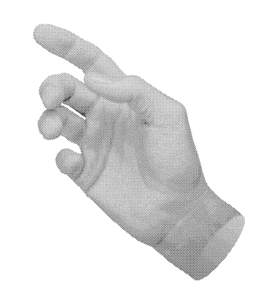 hand gesture sign index finger indicating showing presenting isolated on white background