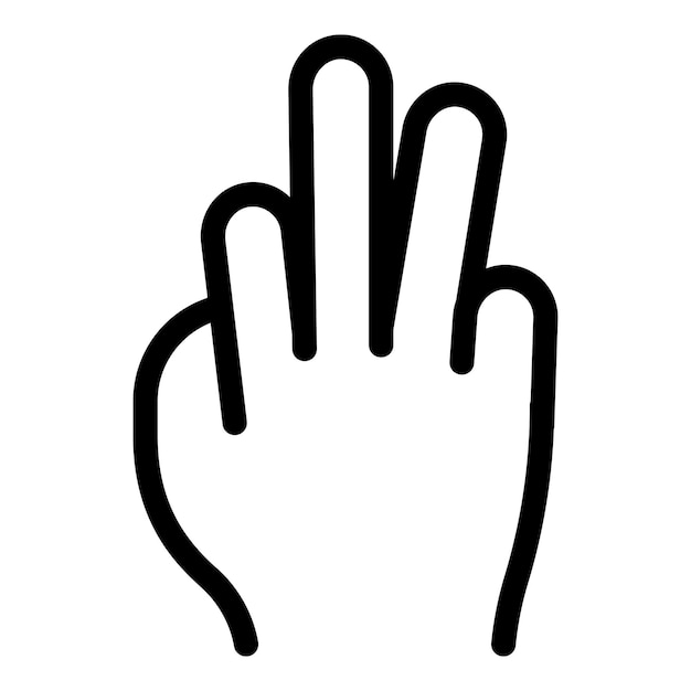 손 제스처 세 손가락 아이콘 흰색 배경에 고립된 웹 디자인을 위한 개요 손 제스처 세 손가락 벡터 아이콘