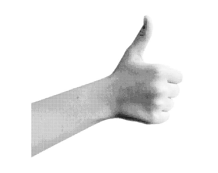 Hand gesture with thumb up symbolizing positivity approval or agreement isolated in retro