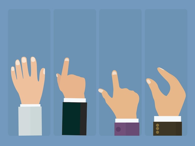 Vector hand gestures in different positions vector