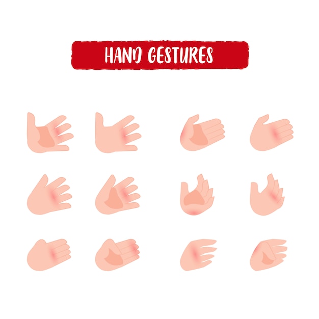 Illustrazione del pacchetto della raccolta di posa delle mani di espressione di gesti di mano