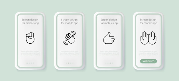 Жесты рук устанавливают иконку кулачная волна рука держится как хлопок концепция невербального общения экраны приложений телефона пользовательского интерфейса значок векторной линии для бизнеса и рекламы
