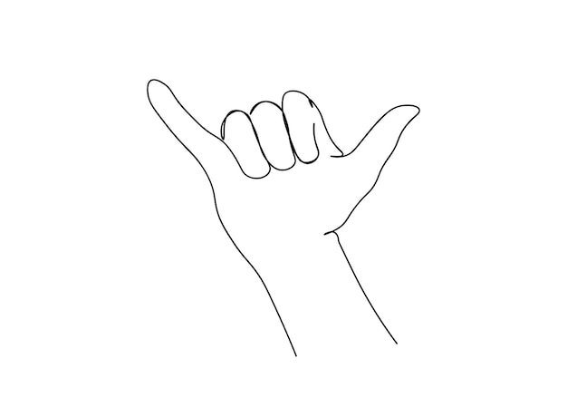 Hand Gestures single-line art drawing continues line vector illustration