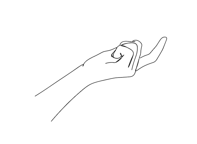 Hand gestures single-line art drawing continues line vector illustration