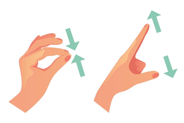 Hand gestures for smartphone screen tablet touchscreen zoom swipe rotate isolated concept set