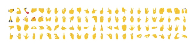Vector hand gestures. various arms, human hands, ok, thumb up and pointing finger, pinch and fist. optimist