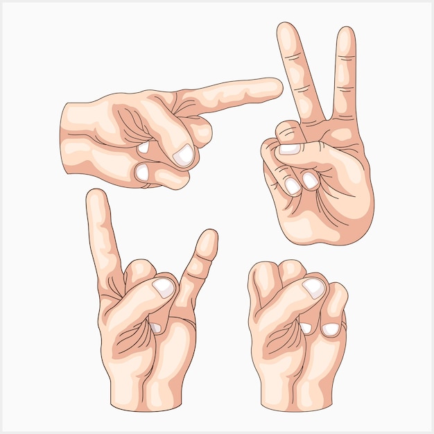 Vector hand gestures vector set illustration