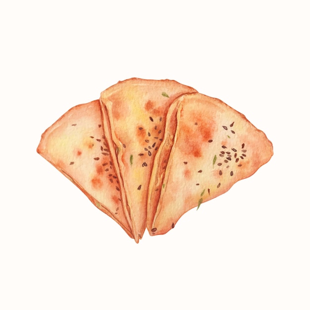 Vector hand getekend aquarel naanbrood