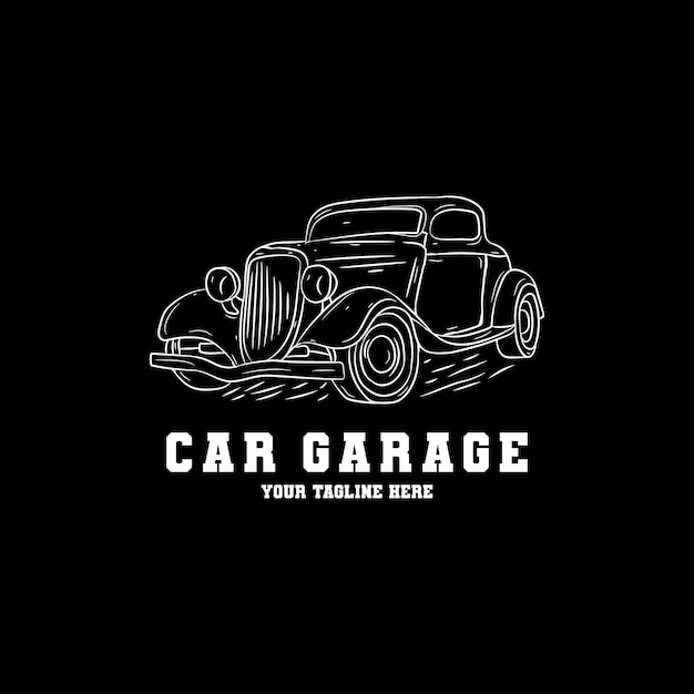 Hand getekend auto garage logo ontwerp