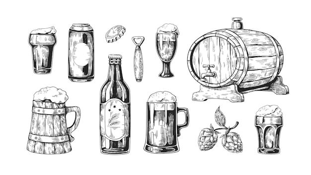 Vector hand getekend bier illustratie