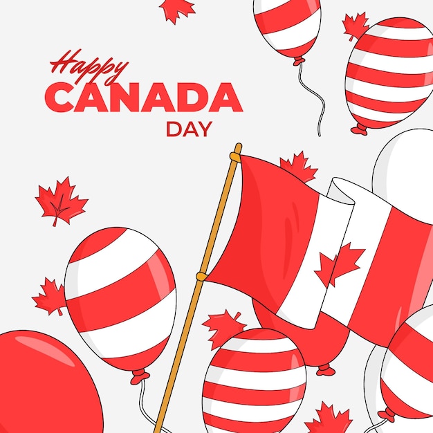 Hand getekend Canada dag illustratie