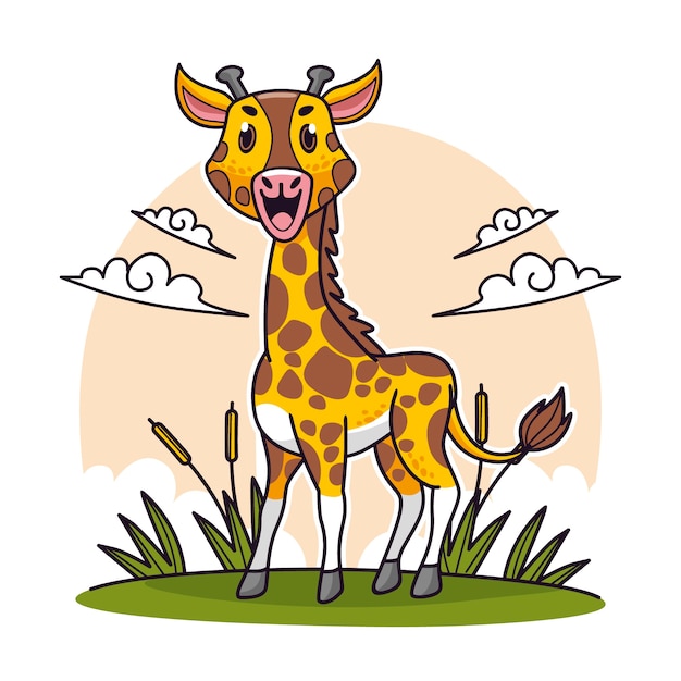 Hand getekend cartoon giraffe illustratie