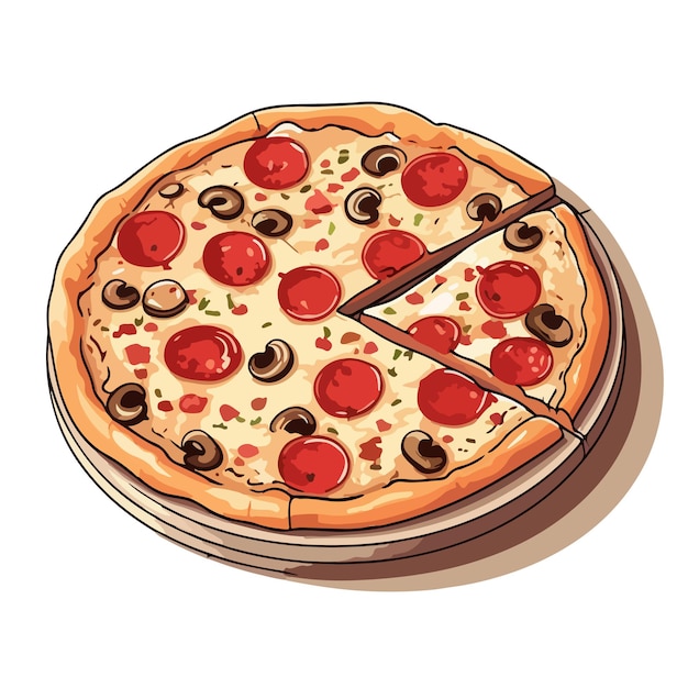 hand getekend cartoon pizza illustratie