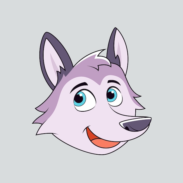 Vector hand getekend cartoon wolf gezicht illustratie