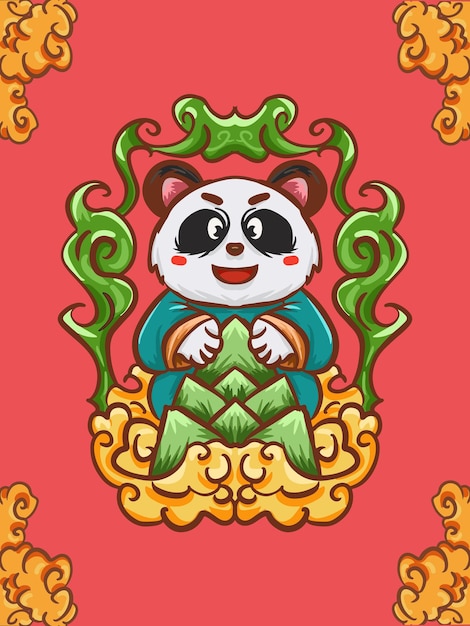 Hand getekend Chinees cartoon panda afbeelding ontwerp