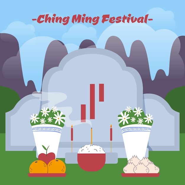 Hand getekend ching ming festival illustratie