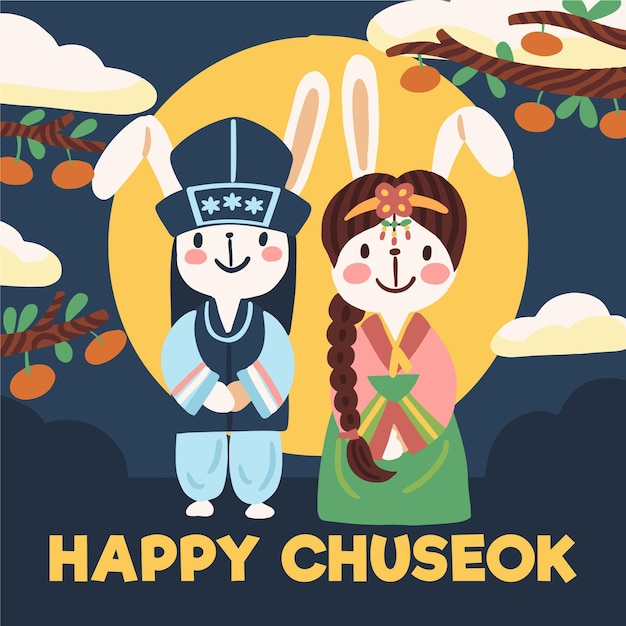 Hand getekend chuseok concept