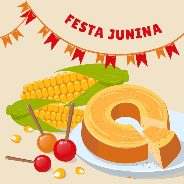 Hand getekend comida junina-element