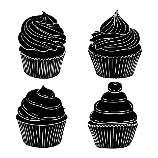 Hand getekend cupcake silhouet