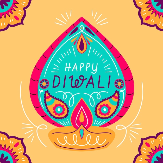 Hand getekend diwali concept