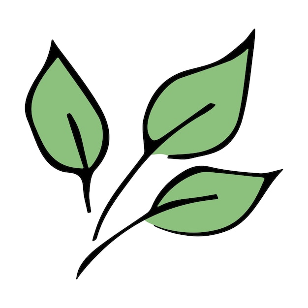 Hand getekend eenvoudig blad Eco doodle clipart Botanische illustratie