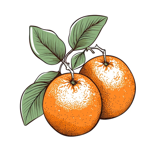 Hand getekend egale kleur oranje fruit illustratie