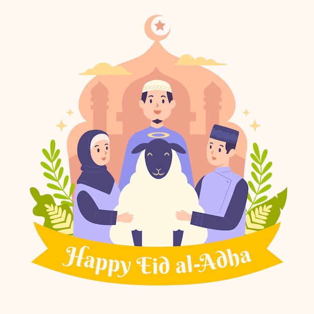 Hand getekend eid al-adha illustratie
