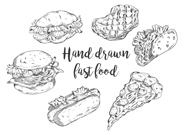 Hand getekend fast food