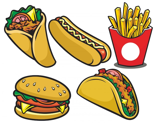 Vector hand getekend fastfood restaurant illustratie