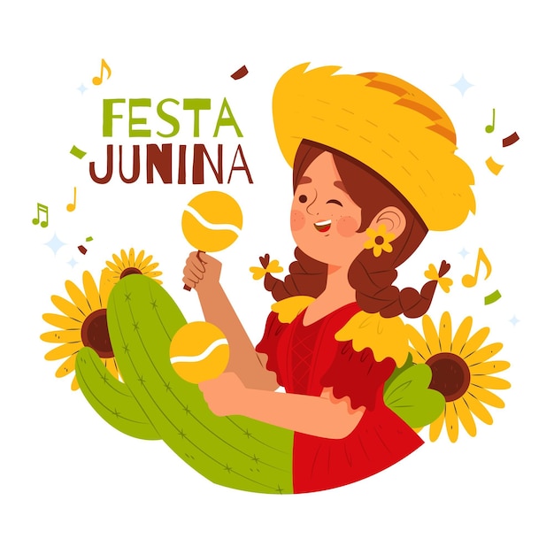 Vector hand getekend festa junina collectie