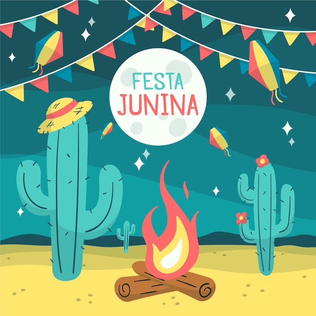 Vector hand getekend festa junina illustratie