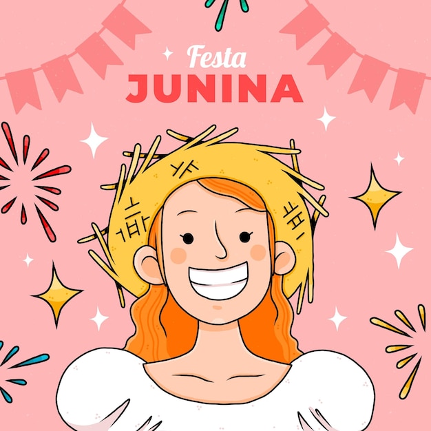 Hand getekend festa junina illustratie